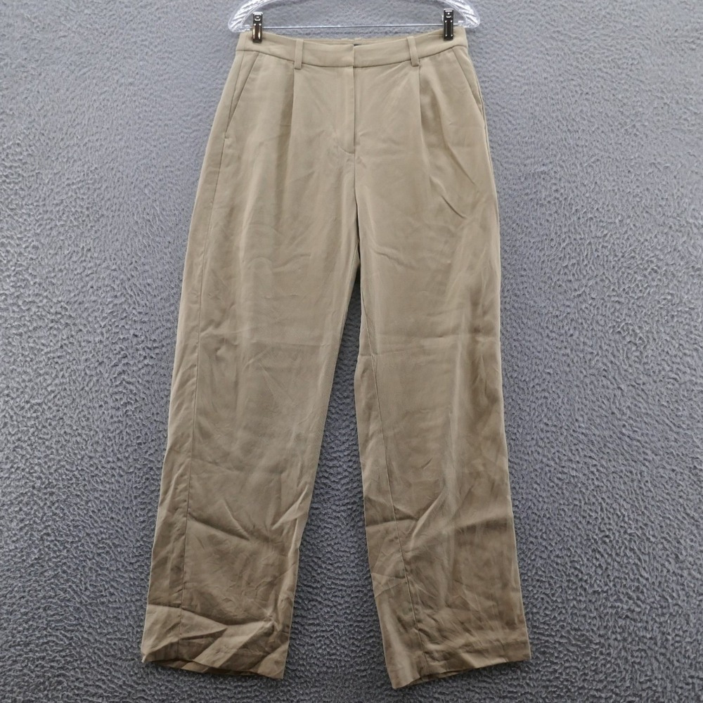 J.Crew Womens Khaki Tan Pleated Wide Leg Tencel Lyocell Pants Size‎ 4 Womens